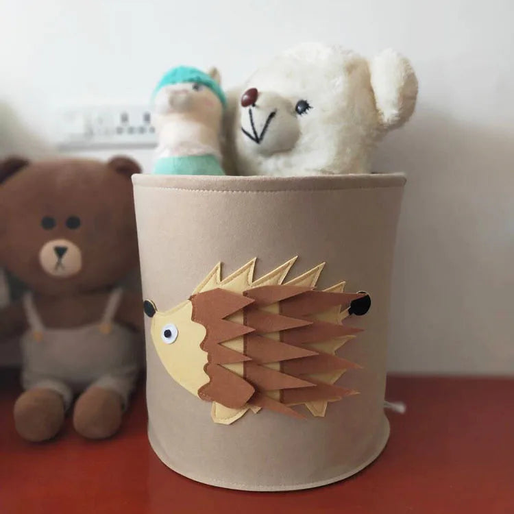 Charming Nordic-Inspired Felt Animal Toy Storage Basket Baby Stork 