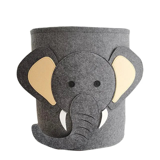 Charming Nordic-Inspired Felt Animal Toy Storage Basket Baby Stork Elephant 