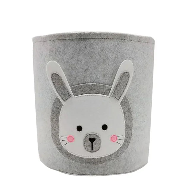 Charming Nordic-Inspired Felt Animal Toy Storage Basket Baby Stork Rabbit 