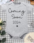 Coming Soon 2024 Announcement Onesie - Fun Newborn Onesie in 5 Colours Baby & Toddler Clothing Accessories Baby Stork Grey 0-3 Months 
