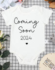 Coming Soon 2024 Announcement Onesie - Fun Newborn Onesie in 5 Colours Baby & Toddler Clothing Accessories Baby Stork White 0-3 Months 