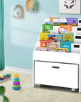 Creative Corner: 4-Tier Bookshelf with Chalkboard Labels & Toy Storage Baby & Kids > Kid's Furniture Keezi 