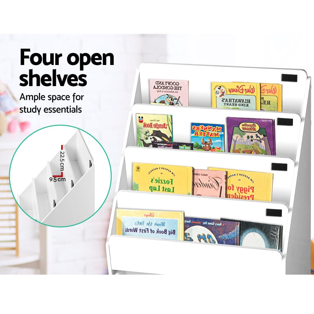 Creative Corner: 4-Tier Bookshelf with Chalkboard Labels & Toy Storage Baby & Kids > Kid's Furniture Keezi 
