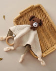 Crochet Animal Comforter - Cotton Sleep Aid with Wooden Ring Baby Toys & Activity Equipment Storkke Bear 