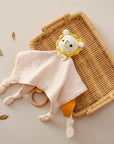 Crochet Animal Comforter - Cotton Sleep Aid with Wooden Ring Baby Toys & Activity Equipment Storkke Lion 