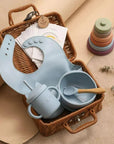 Elegant Vintage-Inspired Baby Gifting Basket Set in Blue Baby Gift Sets Storkke 