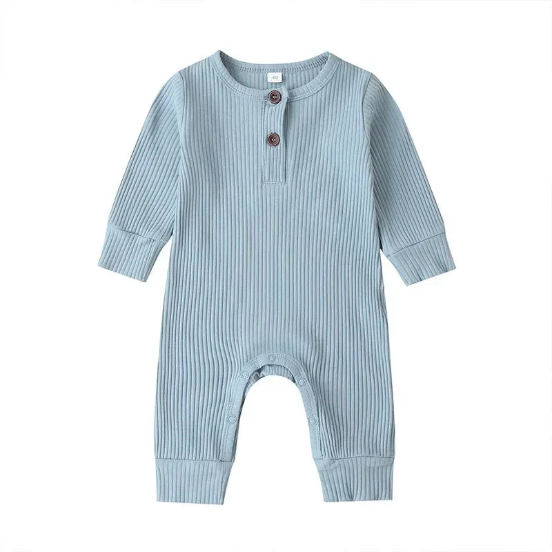 Full Sleeve Rib Cotton Romper - Cosy All-Season Playsuit Baby &amp; Toddler Clothing Accessories Baby Stork Blue 9-12months 