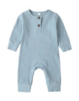 Full Sleeve Rib Cotton Romper - Cosy All-Season Playsuit Baby & Toddler Clothing Accessories Baby Stork Blue 9-12months 