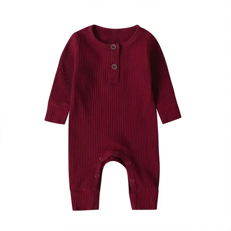 Full Sleeve Rib Cotton Romper - Cosy All-Season Playsuit Baby &amp; Toddler Clothing Accessories Baby Stork Burgendy 3-6months 