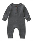 Full Sleeve Rib Cotton Romper - Cosy All-Season Playsuit Baby & Toddler Clothing Accessories Baby Stork Gray 12-18months 