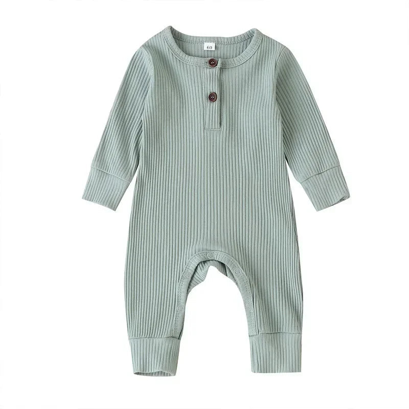 Full Sleeve Rib Cotton Romper - Cosy All-Season Playsuit Baby &amp; Toddler Clothing Accessories Baby Stork Green 3-6months 