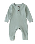 Full Sleeve Rib Cotton Romper - Cosy All-Season Playsuit Baby & Toddler Clothing Accessories Baby Stork Green 3-6months 