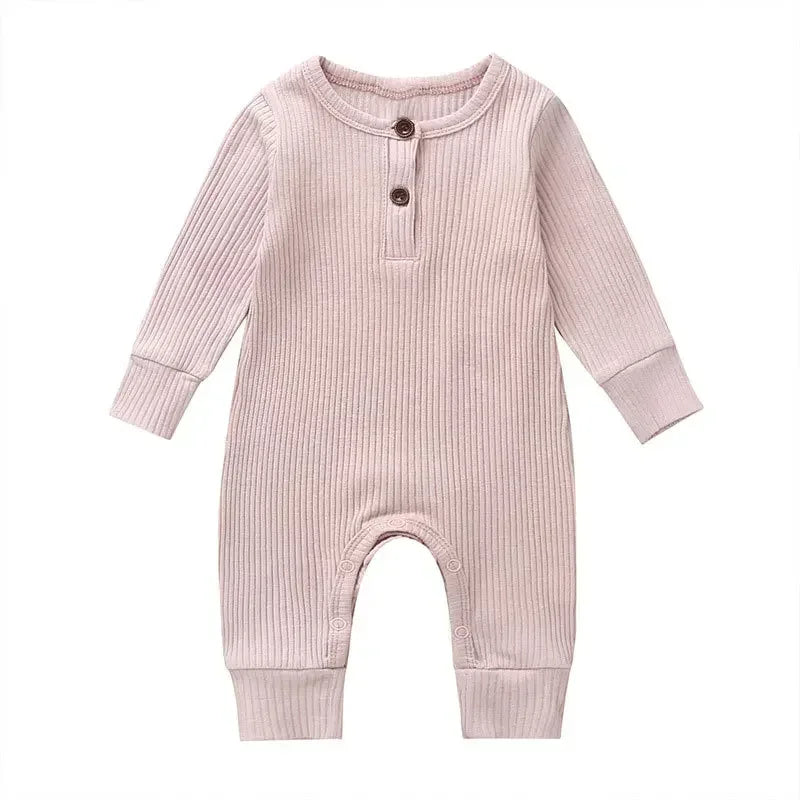 Full Sleeve Rib Cotton Romper - Cosy All-Season Playsuit Baby &amp; Toddler Clothing Accessories Baby Stork Pink 9-12months 