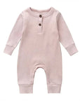 Full Sleeve Rib Cotton Romper - Cosy All-Season Playsuit Baby & Toddler Clothing Accessories Baby Stork Pink 9-12months 