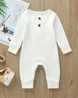Full Sleeve Rib Cotton Romper - Cosy All-Season Playsuit Baby & Toddler Clothing Accessories Baby Stork White 6-9months 