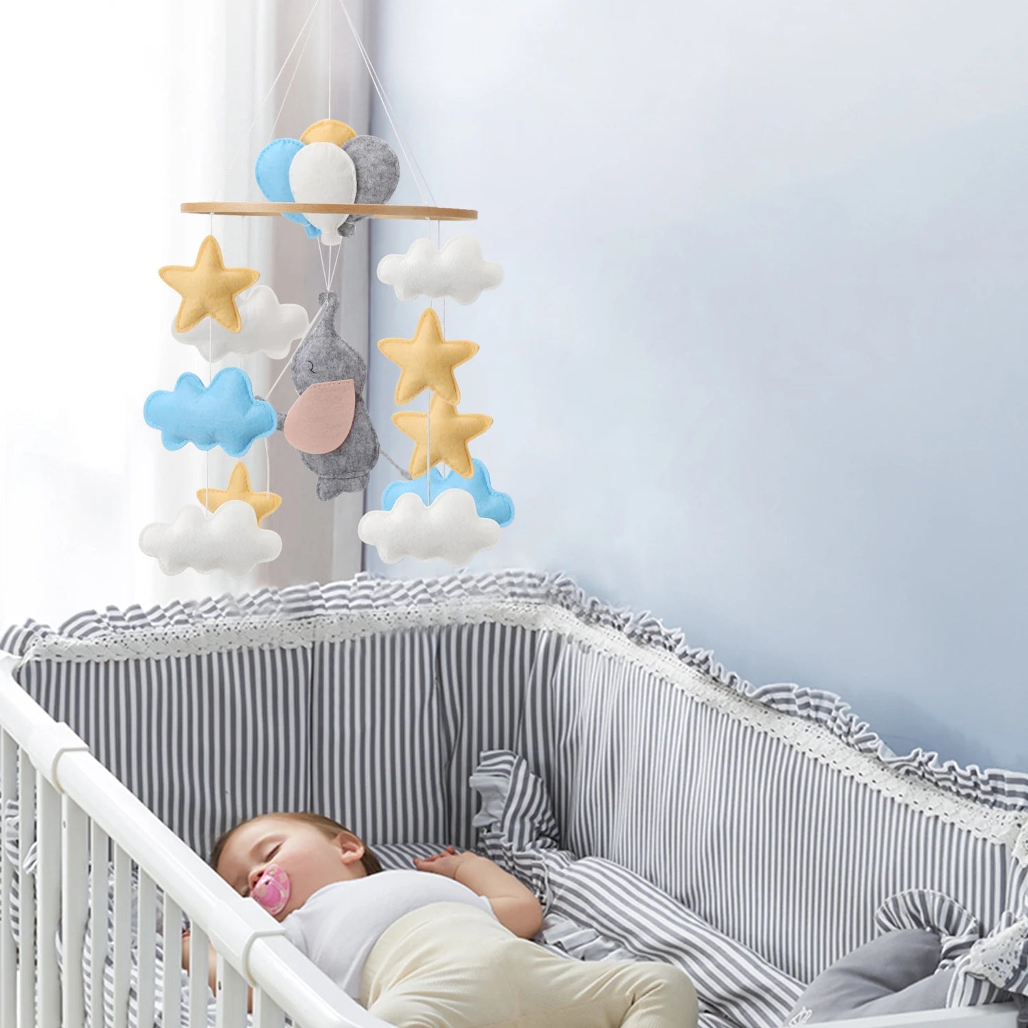 Handmade Baby Elephant Nursery Mobile with Balloons - Luxury Baby Gift Baby & Kids > Toys Storkke 