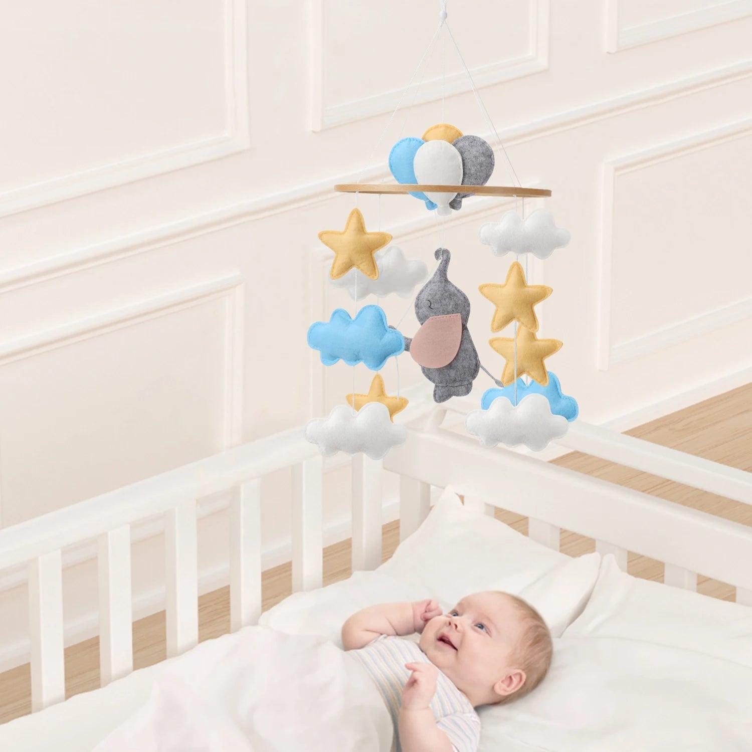 Handmade Baby Elephant Nursery Mobile with Balloons - Luxury Baby Gift Baby & Kids > Toys Storkke 