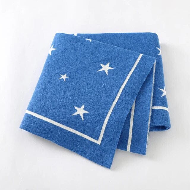 High-Quality Soft Knit Star Baby Blanket - Available in 8 Colours Swaddling & Receiving Blankets Storkke Blue 