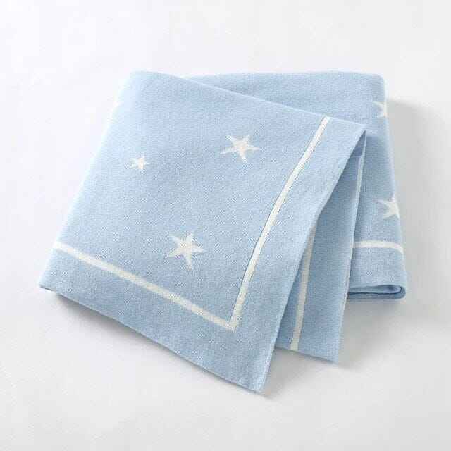 High-Quality Soft Knit Star Baby Blanket - Available in 8 Colours Swaddling & Receiving Blankets Storkke Light Blue 