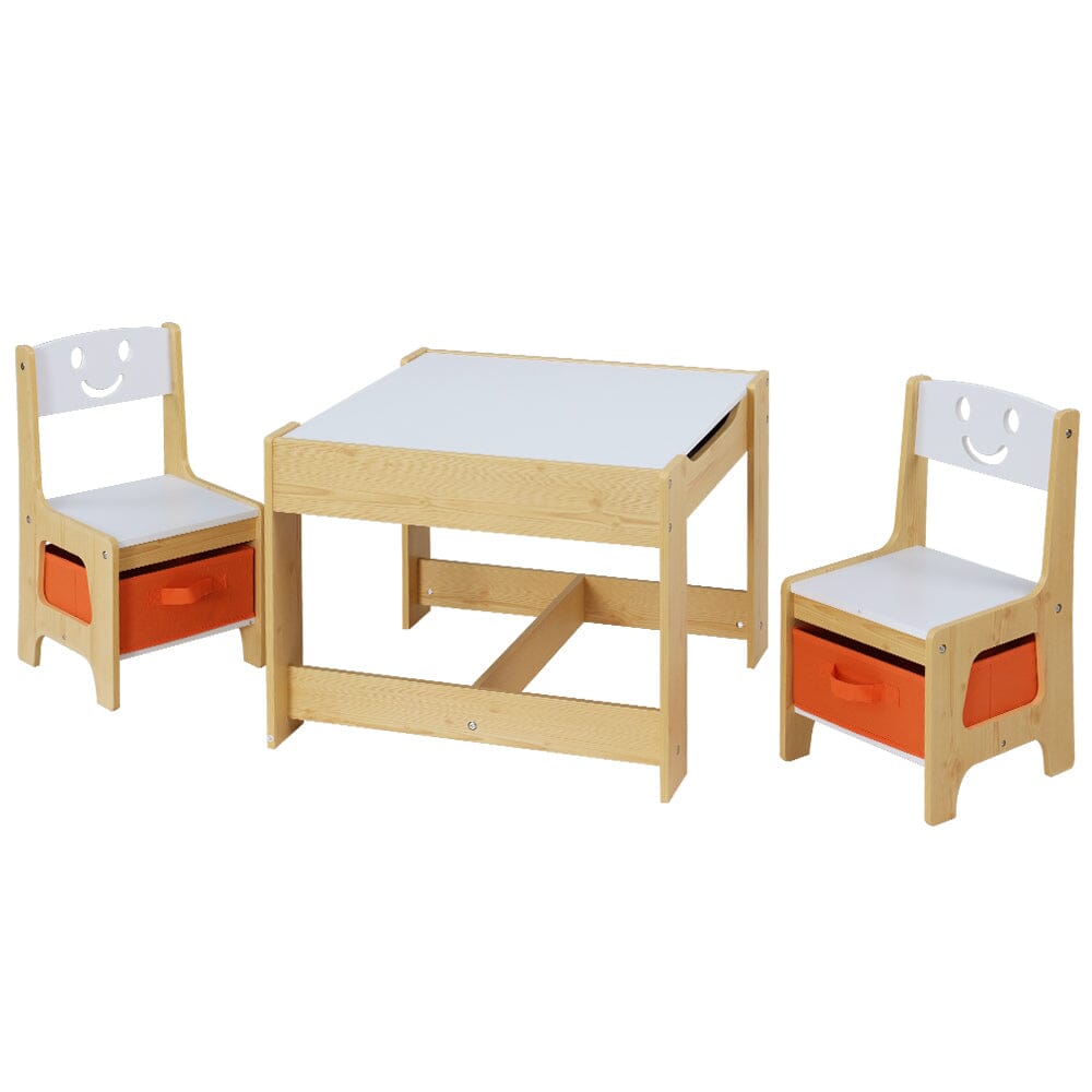 Keezi 3PCS Kids Table and Chairs Set Activity Desk Chalkboard Toys Storage Box Baby &amp; Kids &gt; Kid&#39;s Furniture Baby Stork 