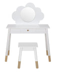 Keezi Kids Dressing Table Chair Set Vanity Makeup Wooden Leg Mirror Drawer Furniture > Bedroom Baby Stork 