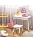 Keezi Kids Dressing Table Chair Set Vanity Makeup Wooden Leg Mirror Drawer Furniture > Bedroom Baby Stork 