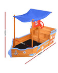 Keezi Kids Sandpit Wooden Boat Sand Pit with Canopy Bench Seat Beach Toys 165cm Baby & Kids > Toys Baby Stork 