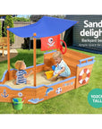 Keezi Kids Sandpit Wooden Boat Sand Pit with Canopy Bench Seat Beach Toys 165cm Baby & Kids > Toys Baby Stork 