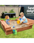 Keezi Kids Sandpit Wooden Sandbox Sand Pit Foldable Seat Outdoor Beach Toys 90cm Baby & Kids > Toys Baby Stork 