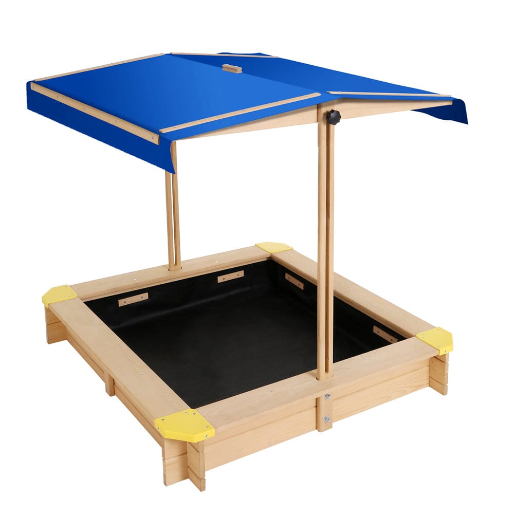 Keezi Kids Sandpit Wooden Sandbox Sand Pit with Canopy Bench Seat Toys 101cm Baby & Kids > Toys Baby Stork 