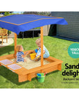 Keezi Kids Sandpit Wooden Sandbox Sand Pit with Canopy Water Basin Toys 103cm Baby & Kids > Toys Baby Stork 