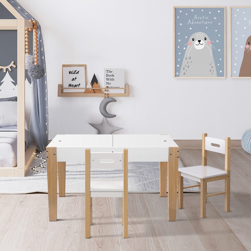 Keezi Kids Table Chair Set Children Storage Study Desk Toy Play Game Chalkboard Baby & Kids > Kid's Furniture Baby Stork 