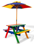 Keezi Kids Wooden Picnic Table Set with Umbrella Baby & Kids > Kid's Furniture Baby Stork 