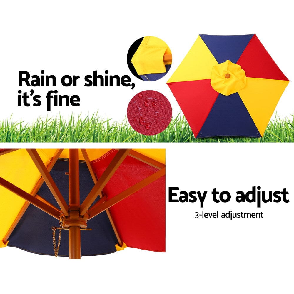 Keezi Kids Wooden Picnic Table Set with Umbrella Baby &amp; Kids &gt; Kid&#39;s Furniture Baby Stork 