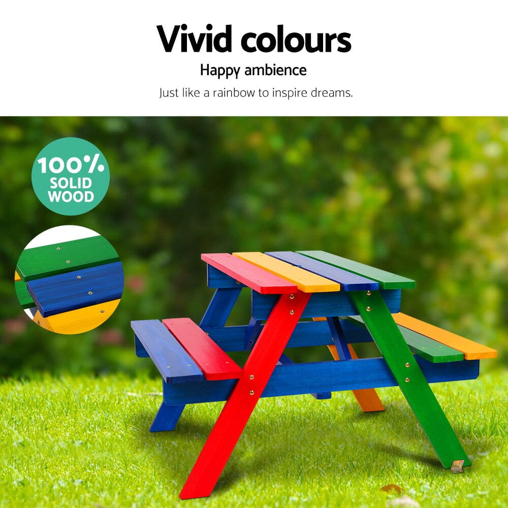 Keezi Kids Wooden Picnic Table Set with Umbrella Baby & Kids > Kid's Furniture Baby Stork 