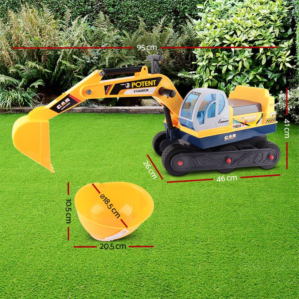 Kids Ride-On Excavator Digger - Construction Yellow Baby & Kids > Ride on Cars, Go-karts & Bikes Keezi 