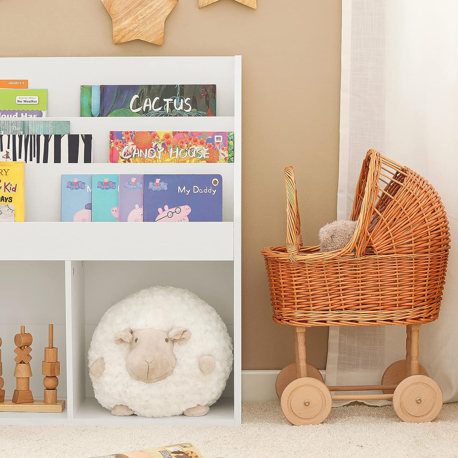 Kids Shelving Unit 3 Shelves 2 Compartments Furniture &gt; Living Room Baby Stork 