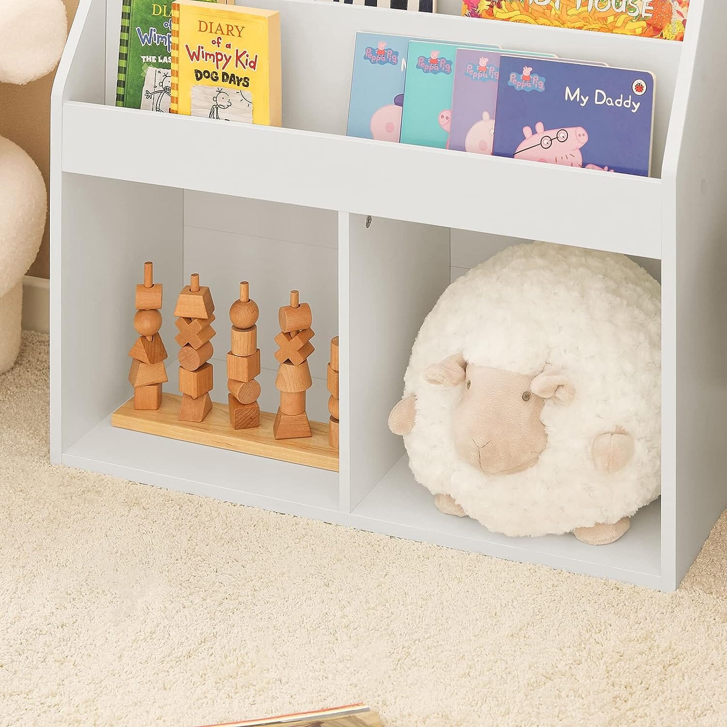 Kids Shelving Unit 3 Shelves 2 Compartments Furniture &gt; Living Room Baby Stork 
