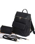 Luxury Vegan Leather Diaper Bag - Quilted Design with large capacity and accessories. Diaper Wet Bags Baby Stork Black 