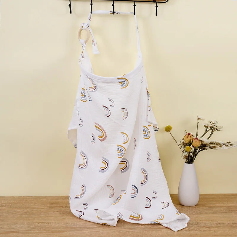 Muslin Cotton Nursing Cover - Breathable Breastfeeding Apron Baby Stork 