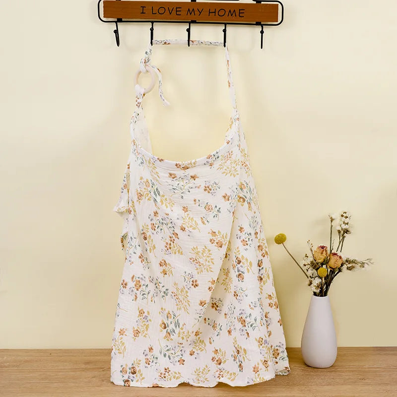 Muslin Cotton Nursing Cover - Breathable Breastfeeding Apron Baby Stork 