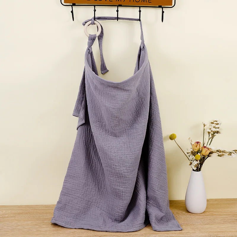 Muslin Cotton Nursing Cover - Breathable Breastfeeding Apron Baby Stork purple 