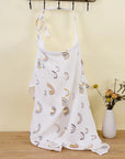 Muslin Cotton Nursing Cover - Breathable Breastfeeding Apron Baby Stork white rainbow 