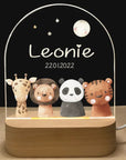 Personalised Acrylic LED Night Light - Friends from the Zoo Baby Stork 