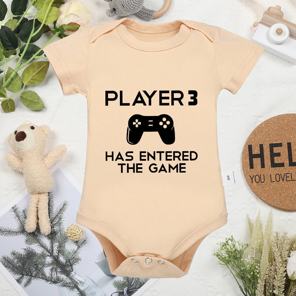 "Player 3 Has Entered the Game" Newborn Gamer Onesie Baby & Toddler Clothing Accessories Baby Stork 0-3 Months Beige 