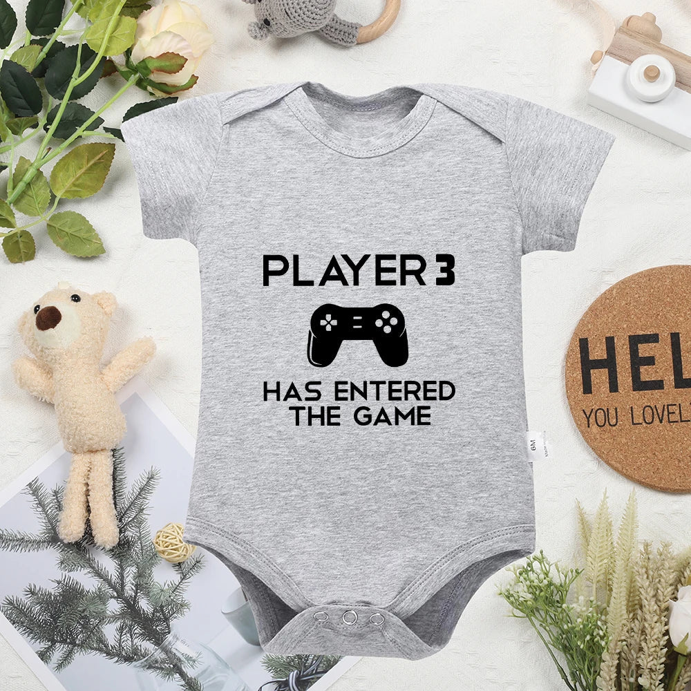 "Player 3 Has Entered the Game" Newborn Gamer Onesie Baby & Toddler Clothing Accessories Baby Stork 0-3 Months Grey 