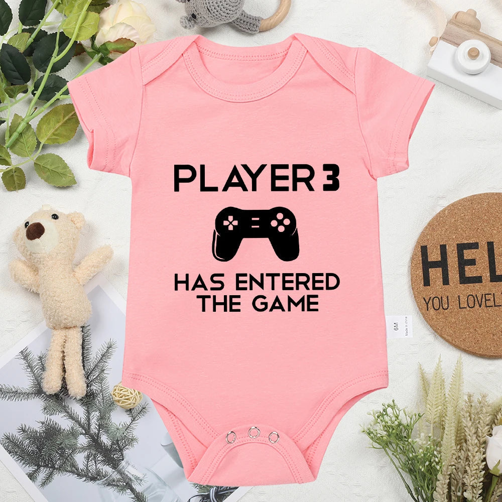 "Player 3 Has Entered the Game" Newborn Gamer Onesie Baby & Toddler Clothing Accessories Baby Stork 0-3 Months Pink 