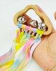 Rainbow Ribbon Ring Sensory Toy - Natural Wooden Teether for Babies Baby Stork 