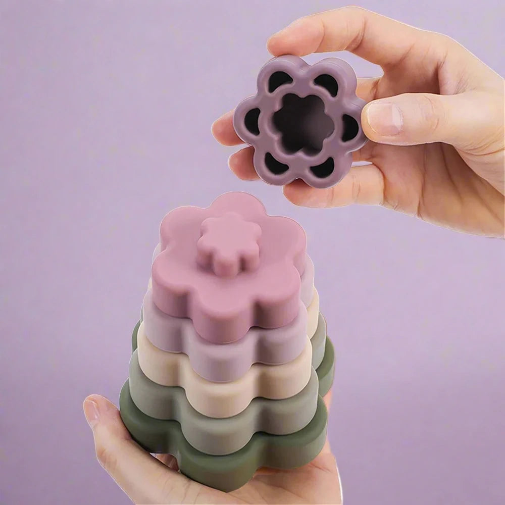 Silicone Flower Stacker Toy - Versatile and Timeless Sorting & Stacking Toys Storkke 