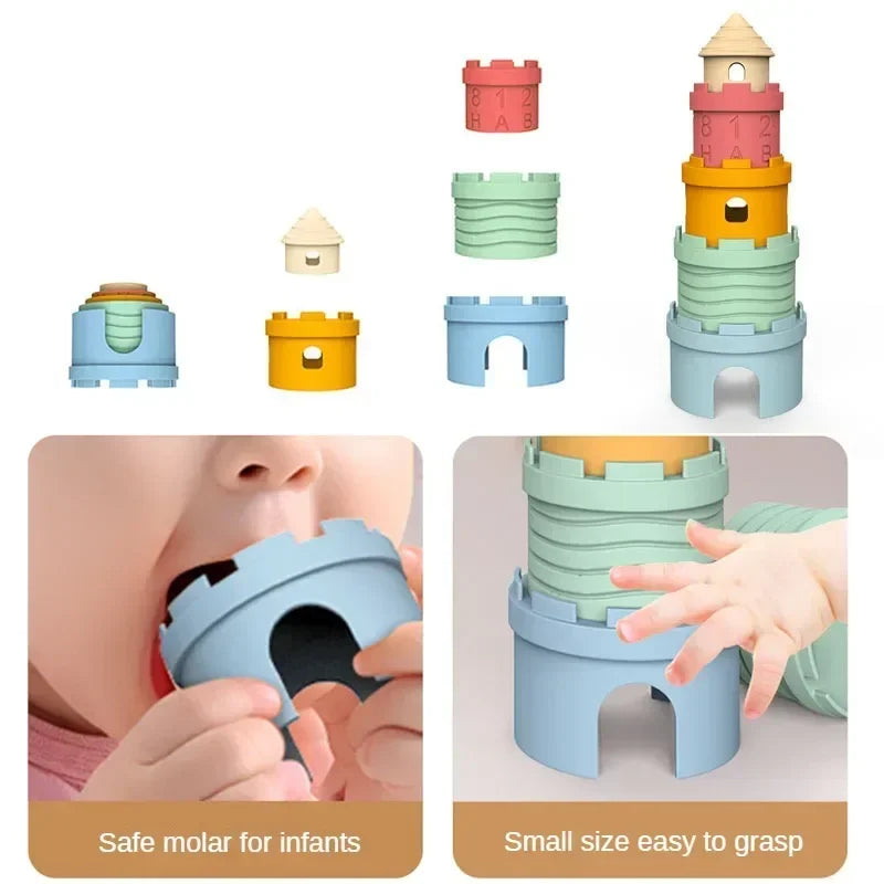 Silicone Stacking Castle and Nesting Teether Cups for Toddlers and Babies Baby &amp; Kids &gt; Toys Baby Stork 